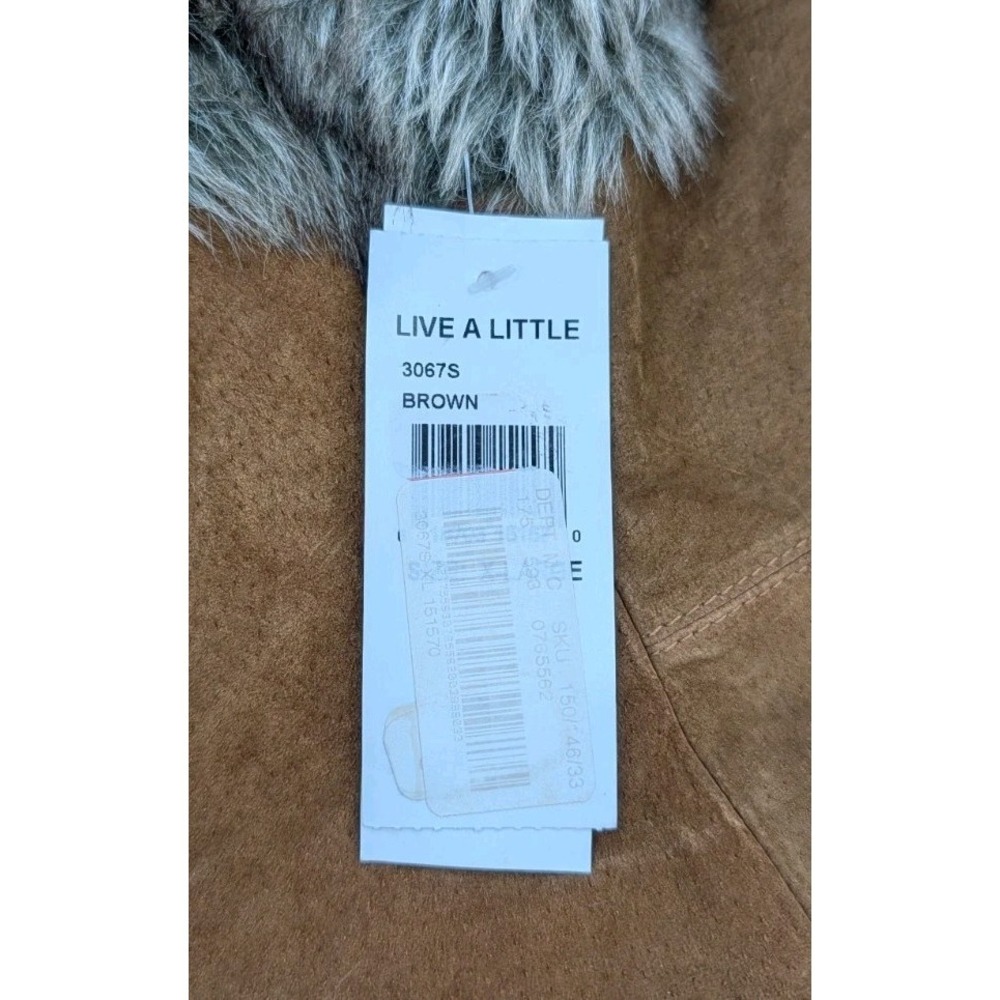 LAL LIve A Little Size XL Lined Faux Fur Brown Suede NEW Vest - Picture 8 of 12